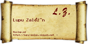 Lupu Zalán névjegykártya